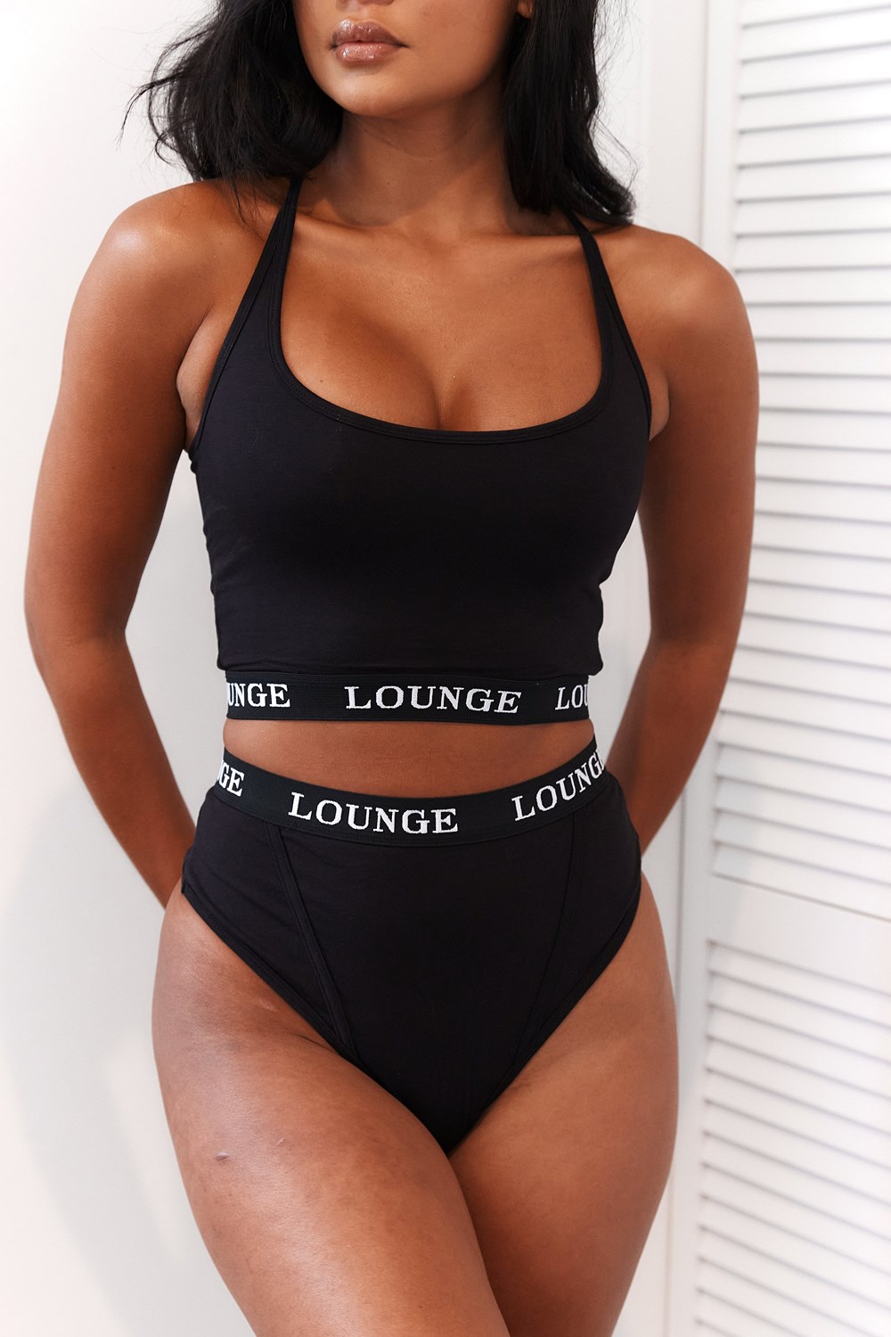 Lounge Underwear Bamboo Basic Bralette & Ranne/Briefs Set Mustat | 243601UKT