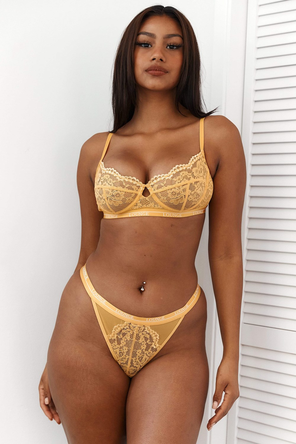 Lounge Underwear Blossom Balcony Bra & Ranne Set Sinapinkeltainen | 278409MSN