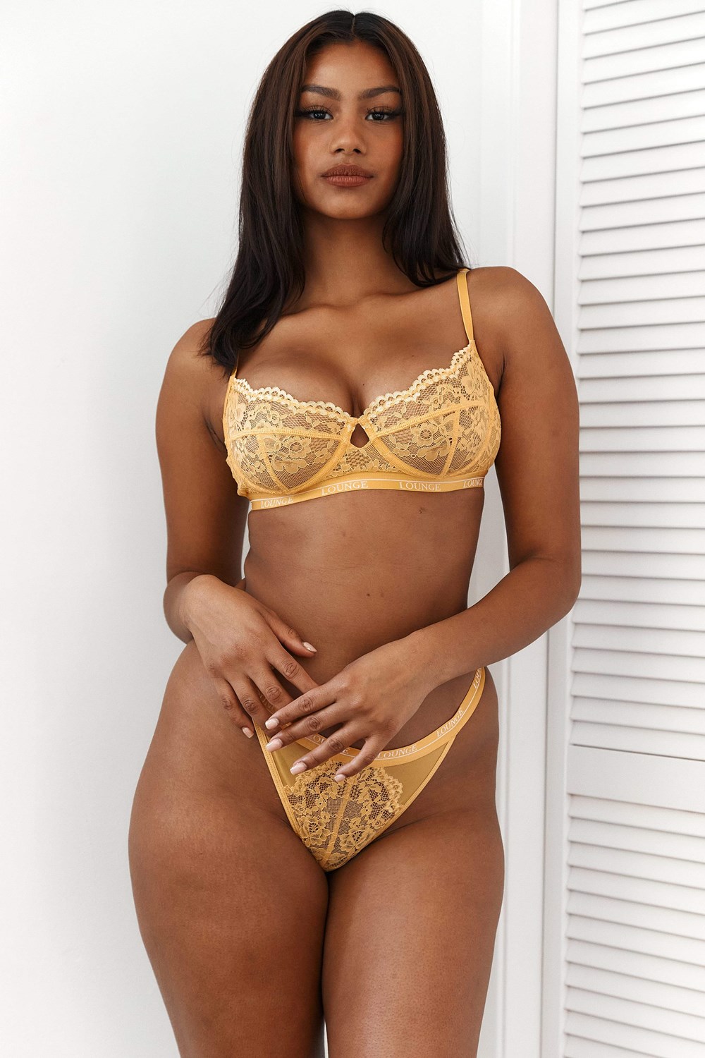 Lounge Underwear Blossom Balcony Bra & Ranne Set Sinapinkeltainen | 278409MSN