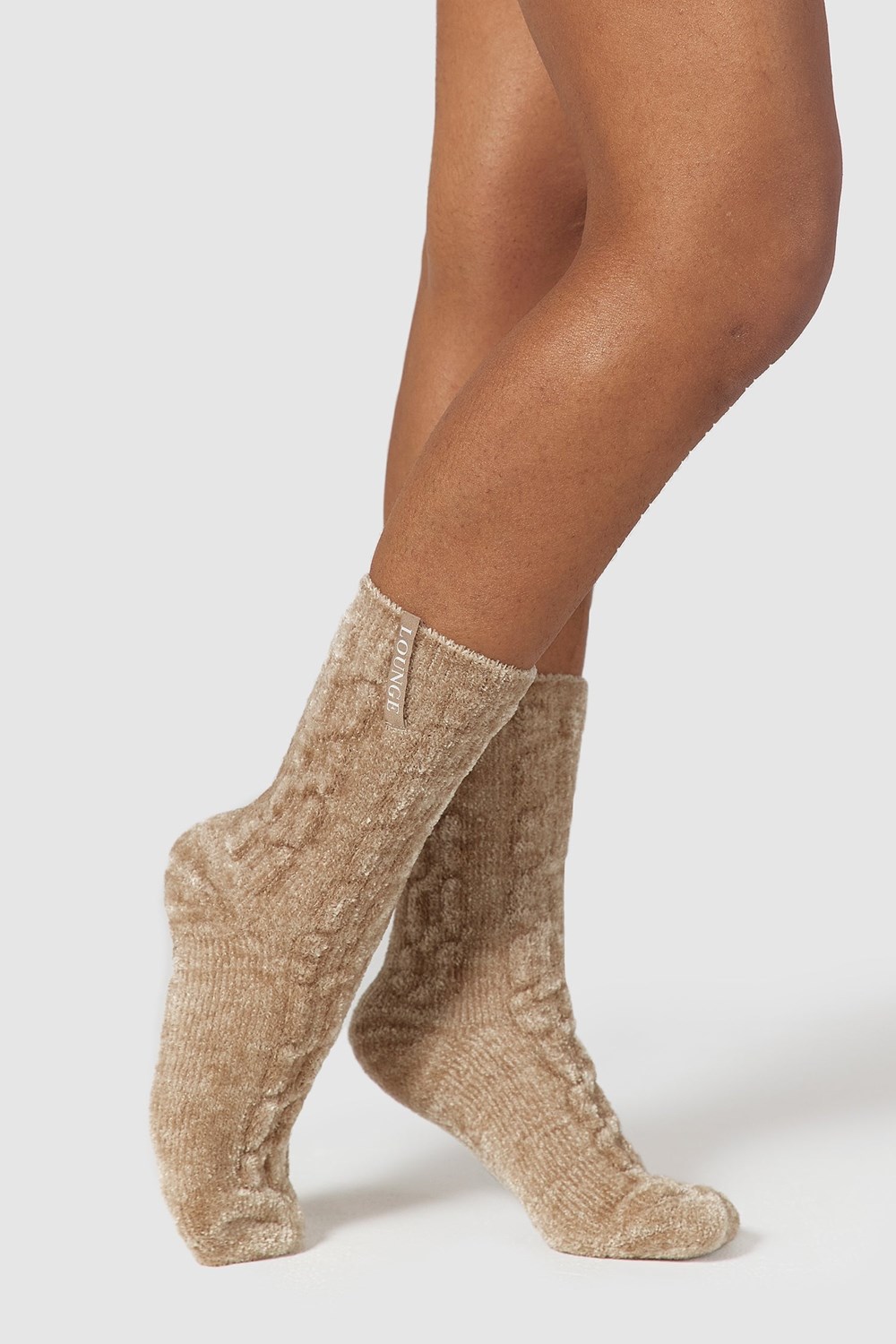 Lounge Underwear Chenille Neulottu Socks Mink | 479615MET