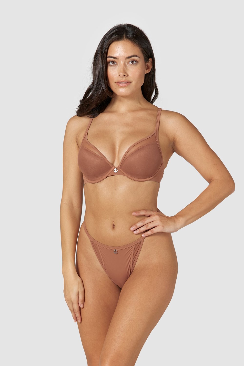 Lounge Underwear Classic Plunge T-shirt Bra & Ranne/Briefs Set Mocha | 127890YTA