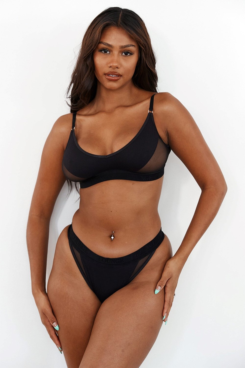 Lounge Underwear Contour Mesh Bra & Ranne/Briefs Set Mustat | 063842DLS