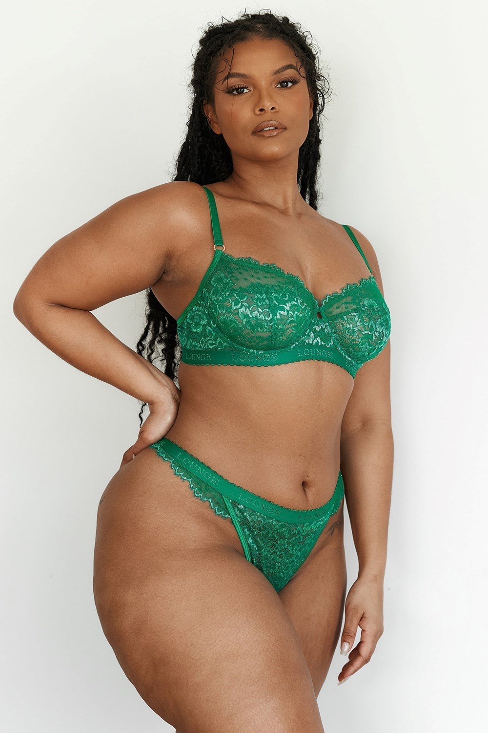 Lounge Underwear Desire Balcony Bra & Ranne/Briefs Set Emerald | 072165ROM