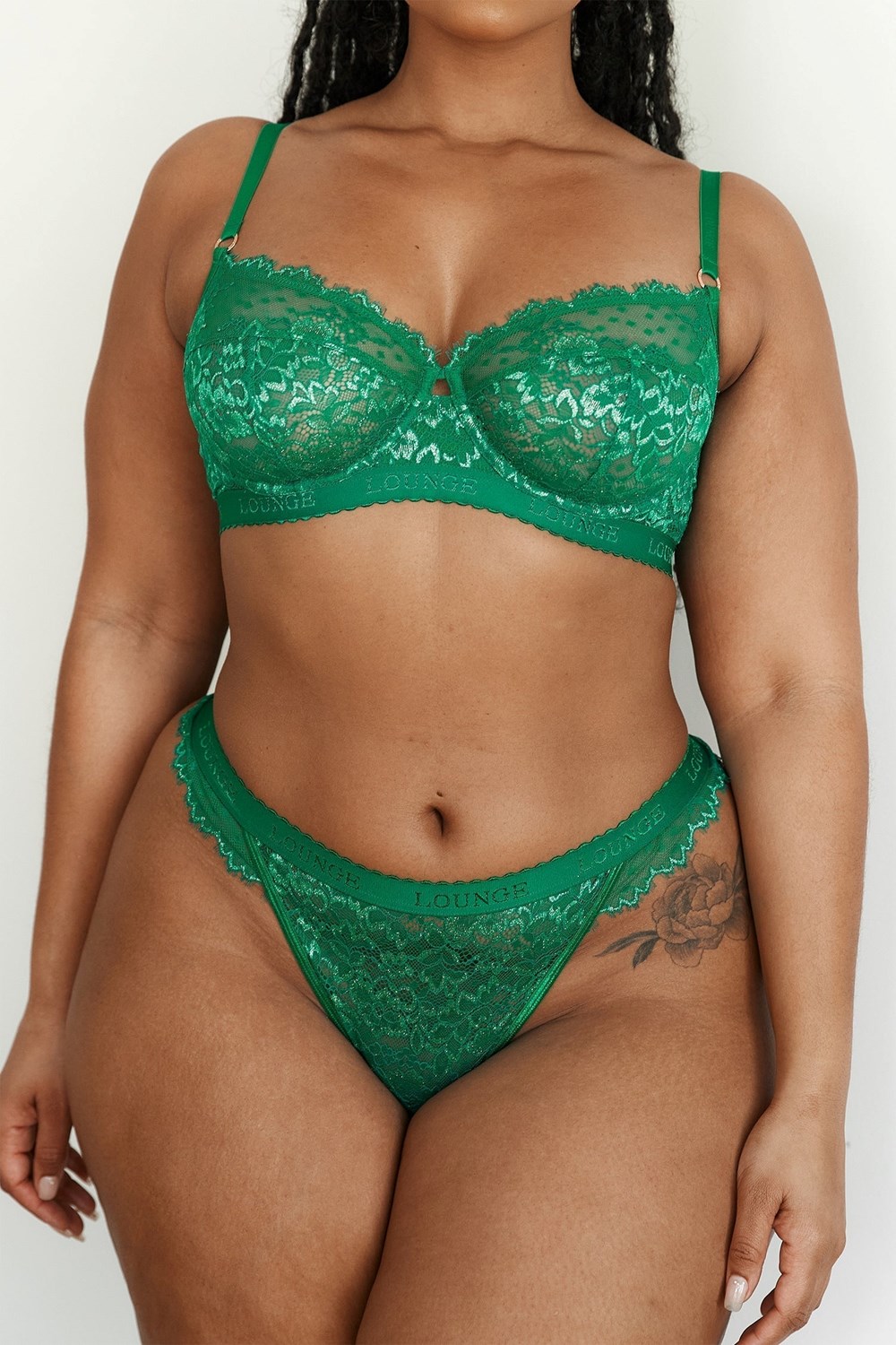 Lounge Underwear Desire Balcony Bra & Ranne/Briefs Set Emerald | 072165ROM