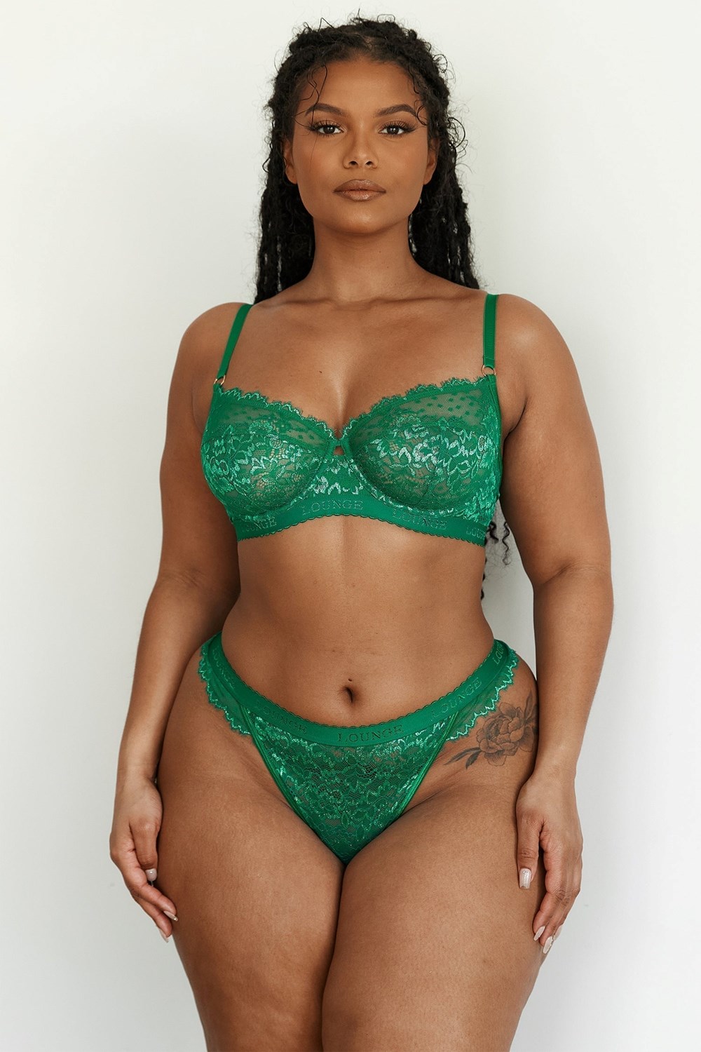 Lounge Underwear Desire Balcony Bra & Ranne/Briefs Set Emerald | 072165ROM