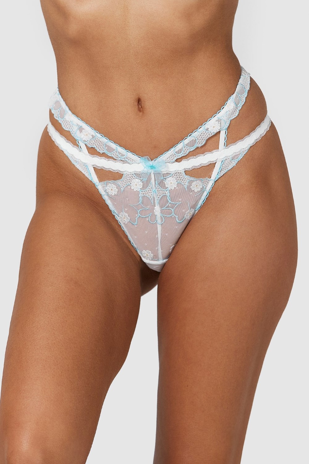 Lounge Underwear Fleur G-string Valkoinen Sininen | 097162ARL