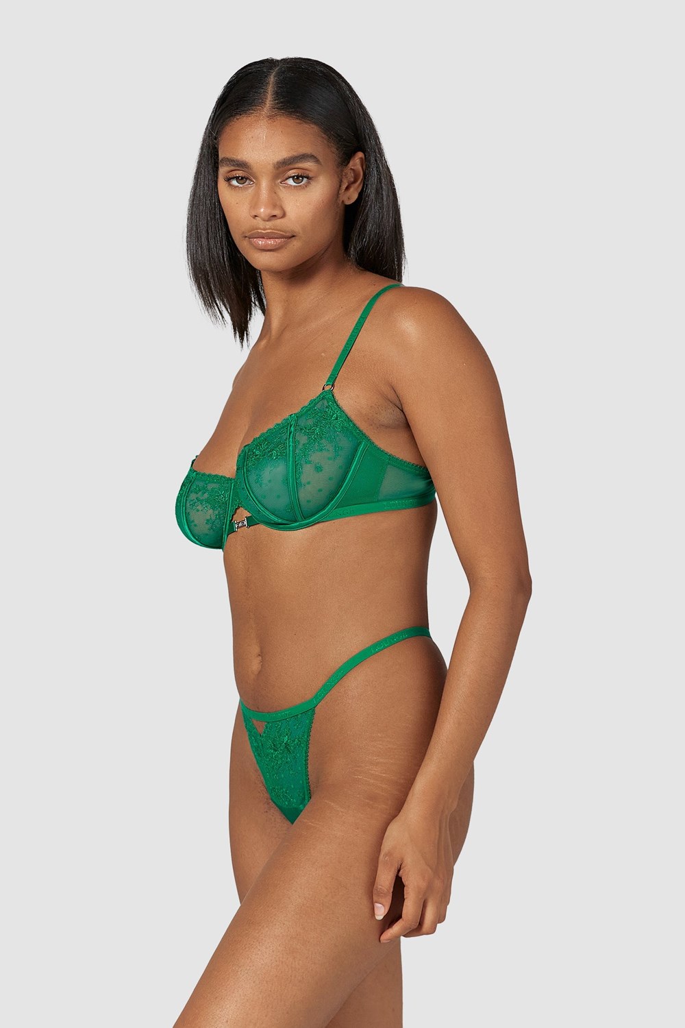 Lounge Underwear Flirt Balcony Bra & G-string/Briefs Set Emerald | 341725ZLF