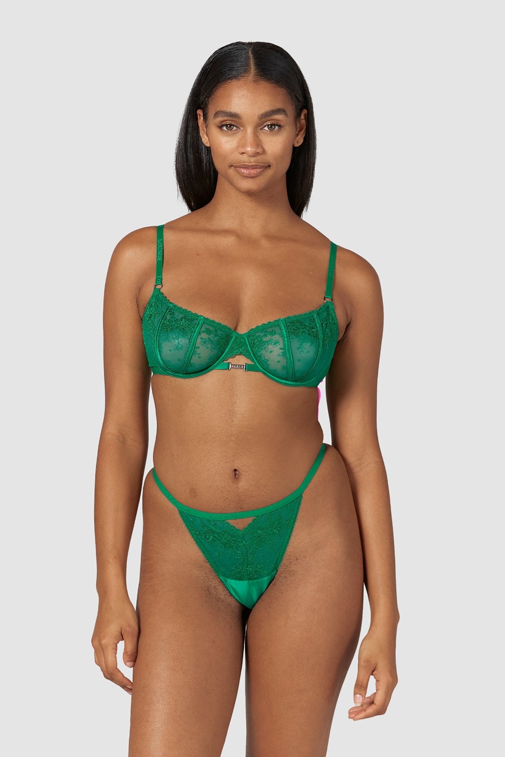 Lounge Underwear Flirt Balcony Bra & G-string/Briefs Set Emerald | 341725ZLF