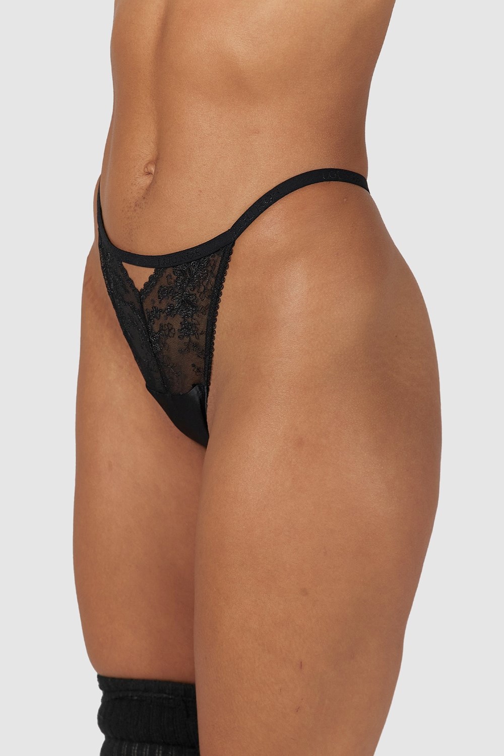 Lounge Underwear Flirt G-string Mustat | 375042DKZ