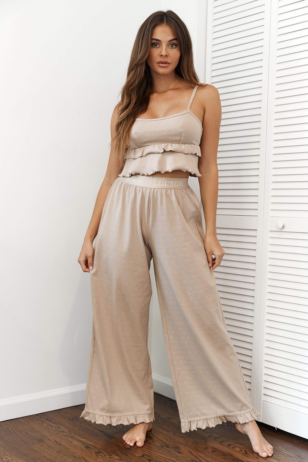 Lounge Underwear Frill Pajama Trousers Mink | 803175DHW