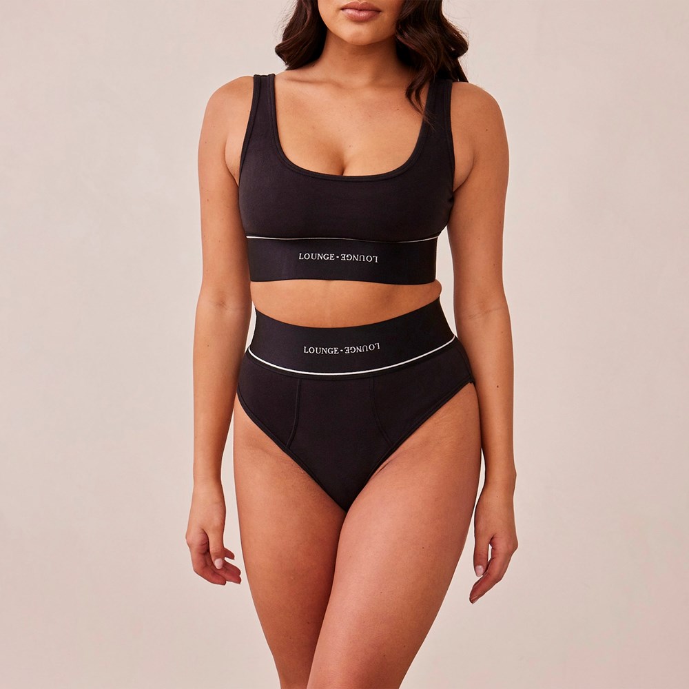 Lounge Underwear Loungerie Bralette & Briefs Set Mustat | 048952YKL