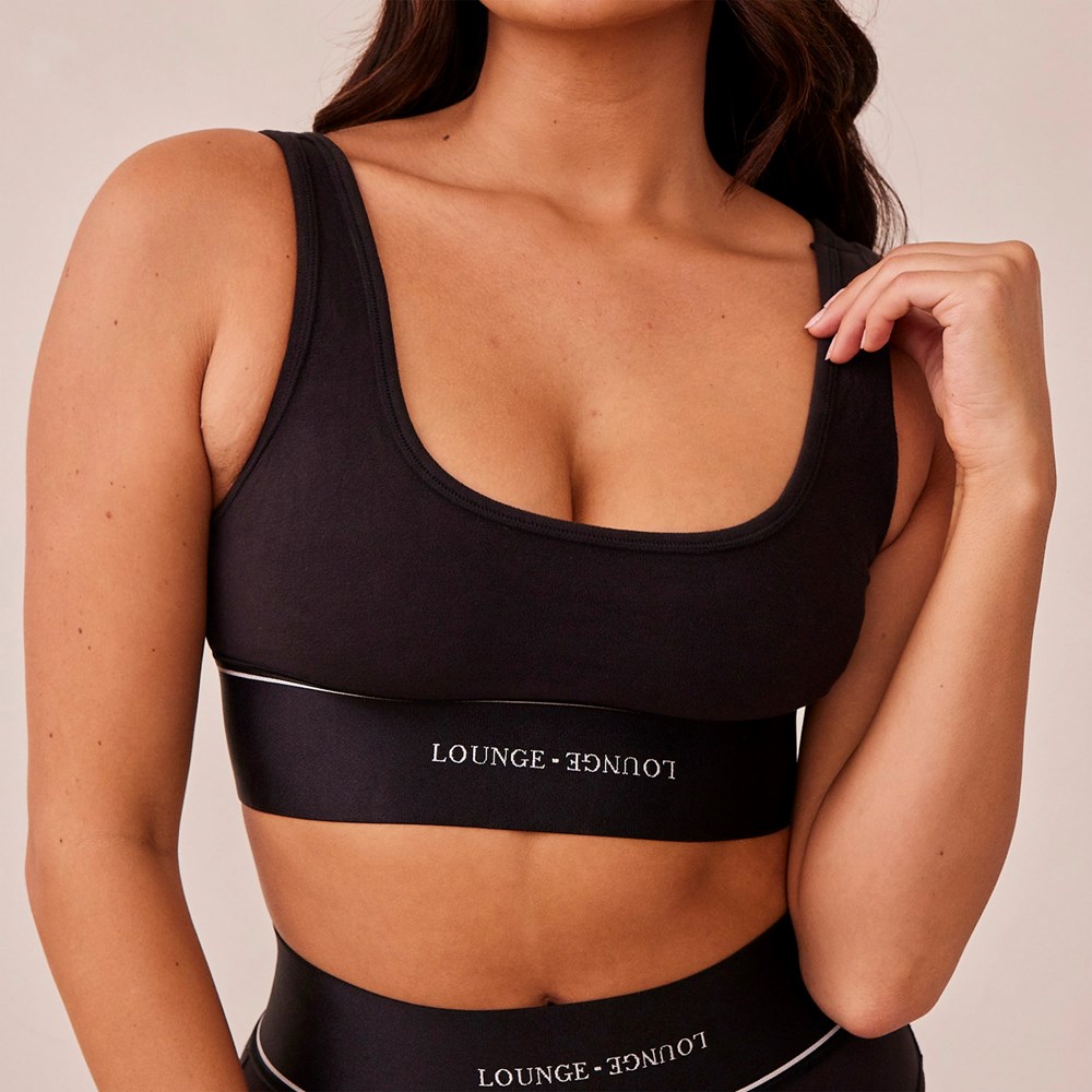 Lounge Underwear Loungerie Bralette & Briefs Set Mustat | 048952YKL