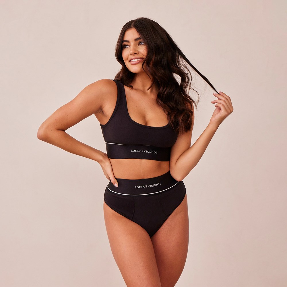 Lounge Underwear Loungerie Bralette & Briefs Set Mustat | 048952YKL