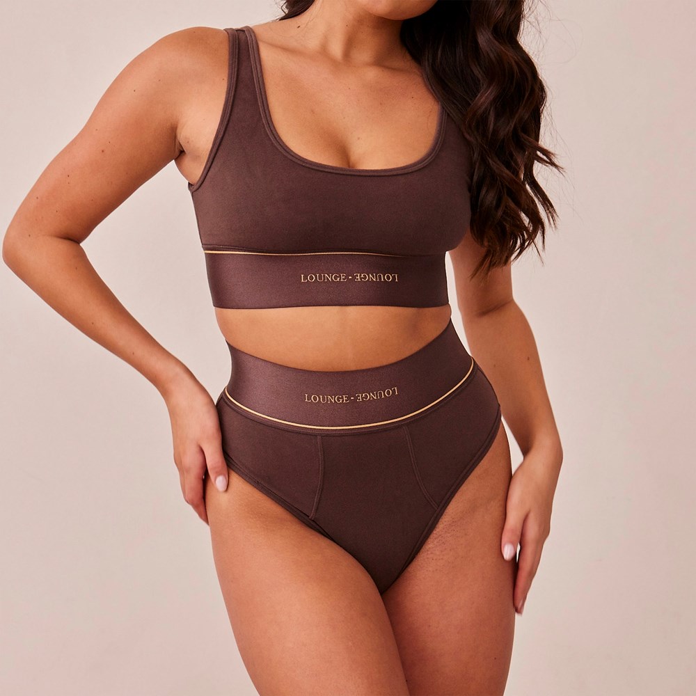 Lounge Underwear Loungerie Bralette & Briefs Set Suklaa | 130425RAW