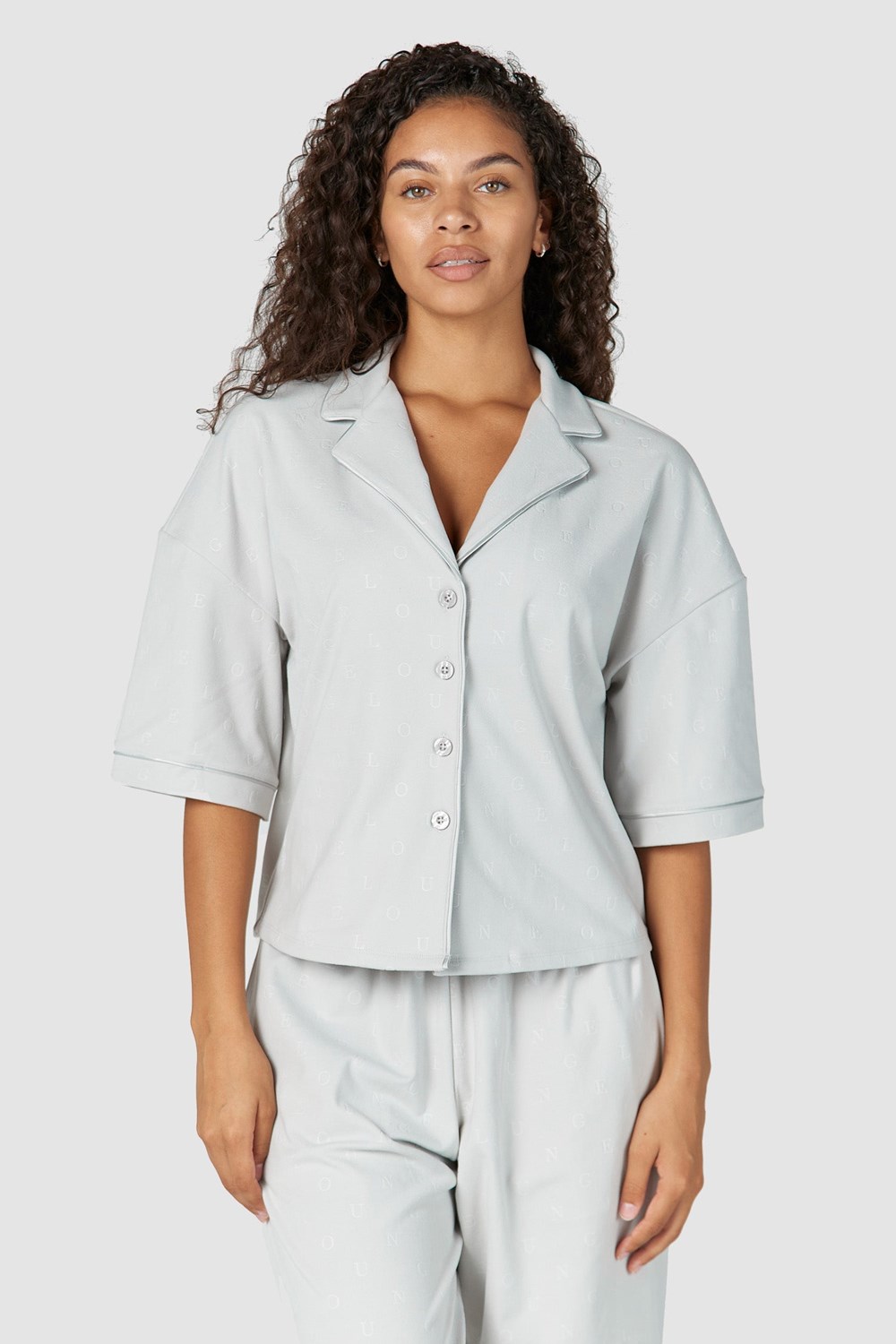 Lounge Underwear Luxury Embossed Pajama Shirt Frost | 841620HPV