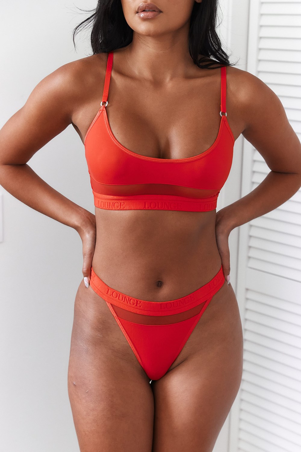 Lounge Underwear Mesh Bra & Ranne/Briefs Set Punainen | 417520JDU