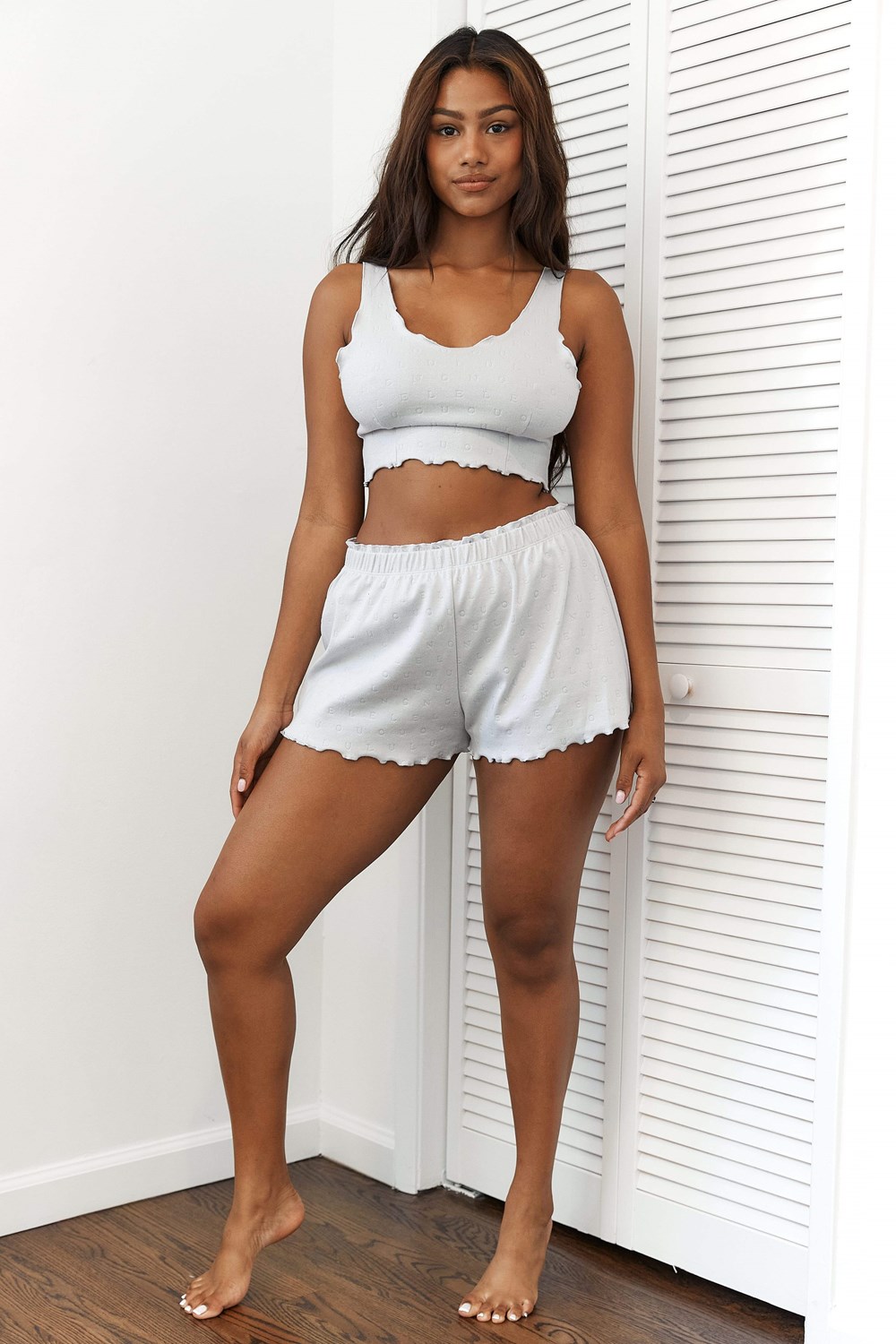 Lounge Underwear Ruffle Pajama Shorts Frost | 409367FQX