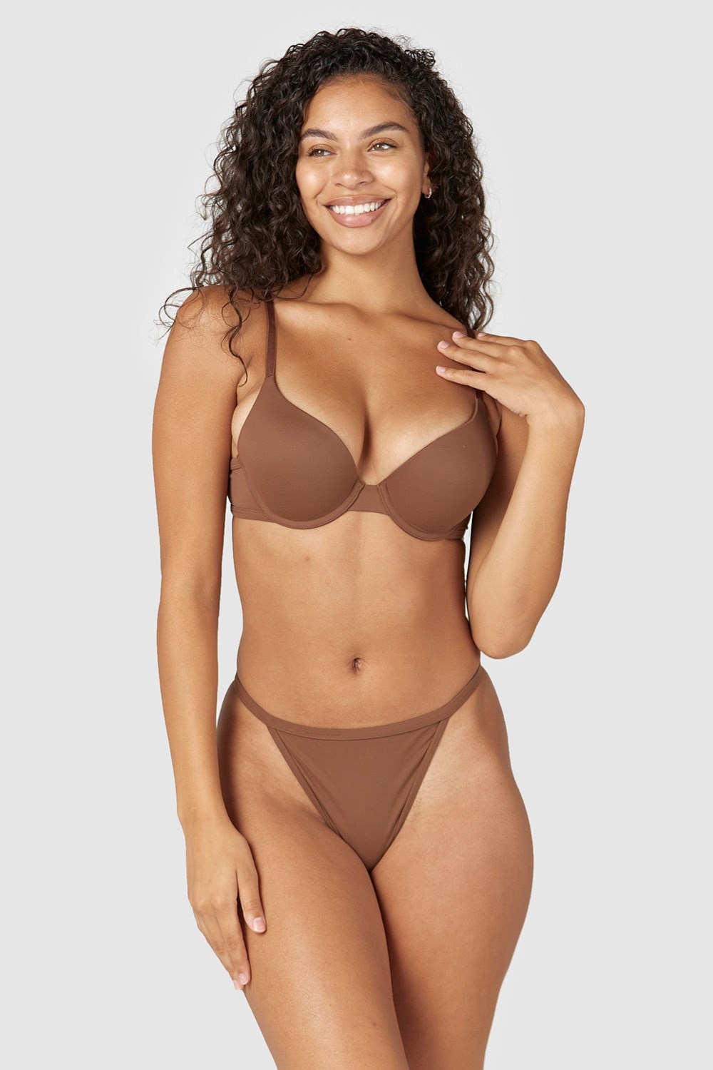 Lounge Underwear Sculpt Push-up T-shirt Bra & G-string/Briefs Set Chestnut | 514906AKI