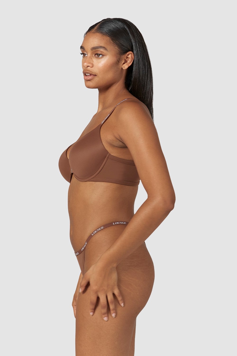 Lounge Underwear Smooth Front Kiinnitys T-shirt Bra & Ranne/Briefs Set Chestnut | 815627ODM