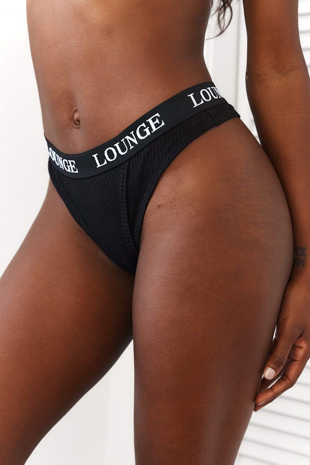 Lounge Underwear Ultra Mukavuus Ribbed Ranne Mustat | 365902OWH