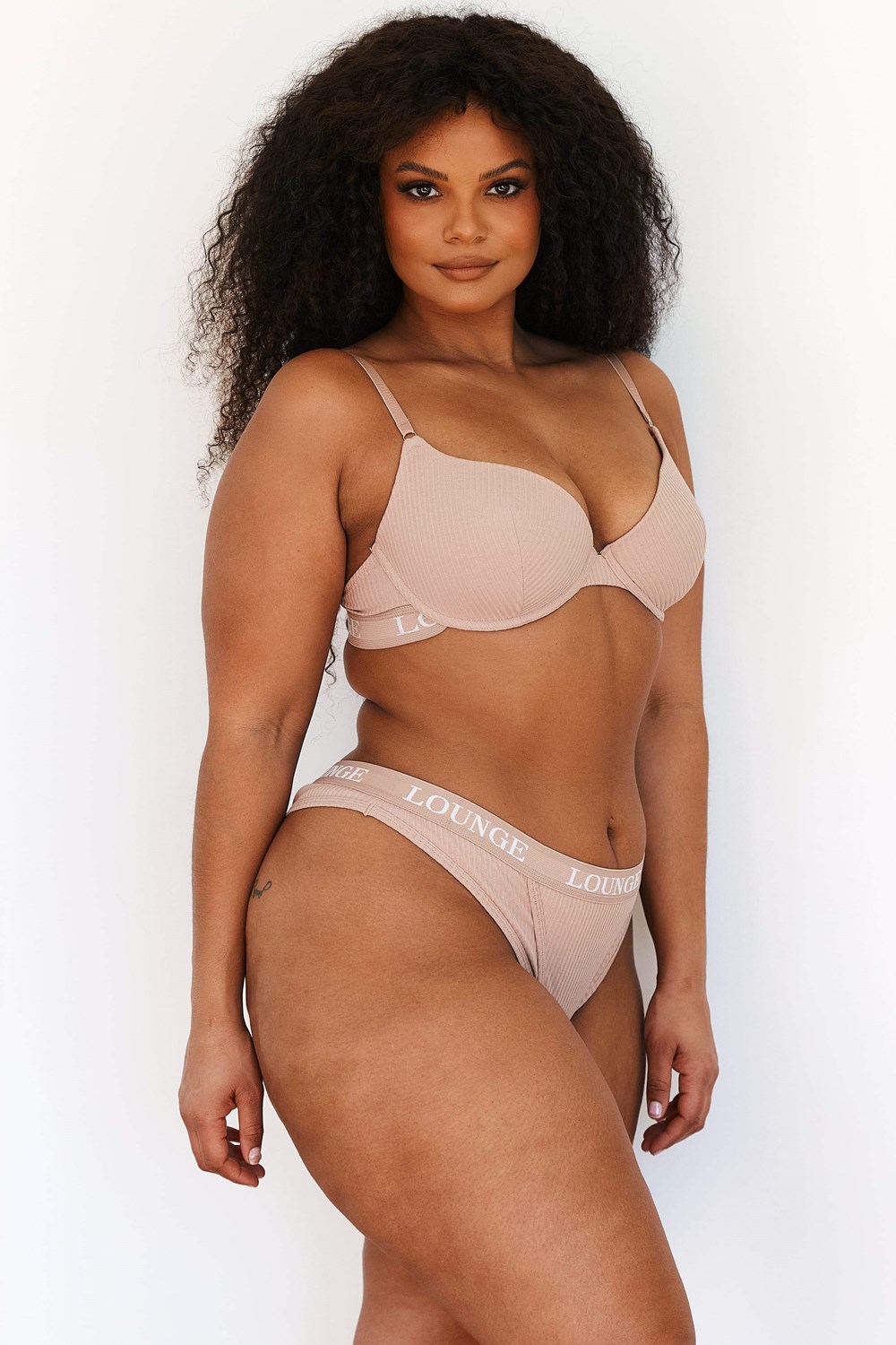 Lounge Underwear Ultra Mukavuus Ribbed T Shirt Bra & Ranne Set Taupe | 635204WCY