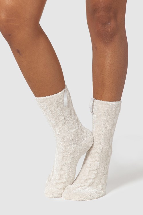 Lounge Underwear Chenille Neulottu Socks Pearl | 076425UHD