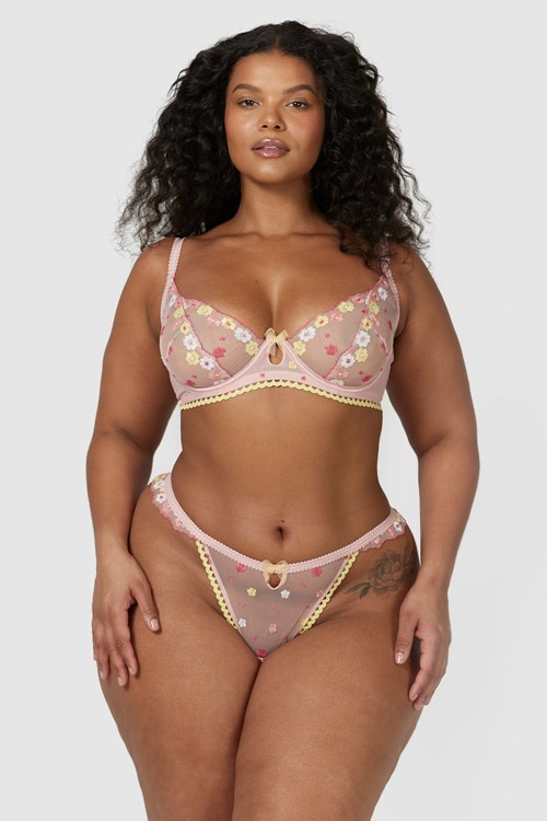 Lounge Underwear Fleur Balcony Bra & Ranne Set Pinkki | 180736EOV