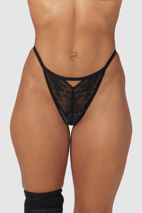 Lounge Underwear Flirt G-string Mustat | 798523PUY