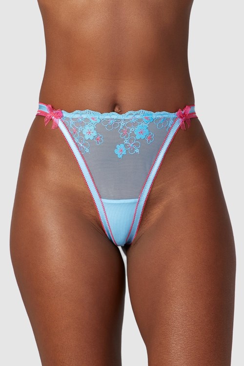 Lounge Underwear Floral Embroidered Ranne Sininen | 048231PLJ