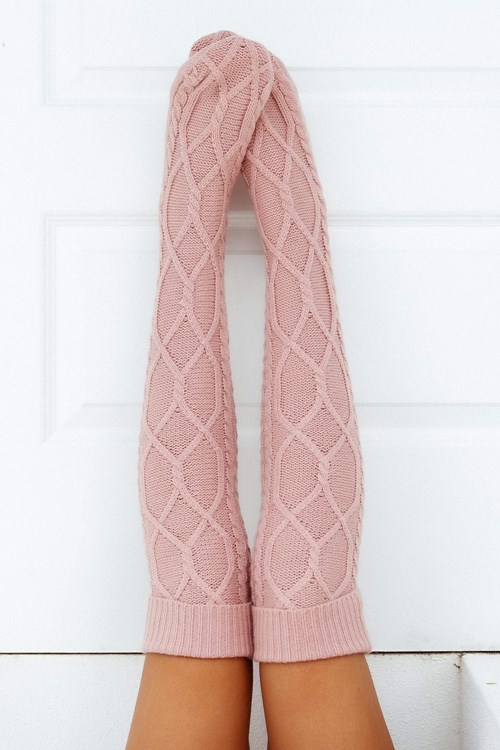 Lounge Underwear Knee-High Cosy Neulottu Socks Pinkki | 574026TZW