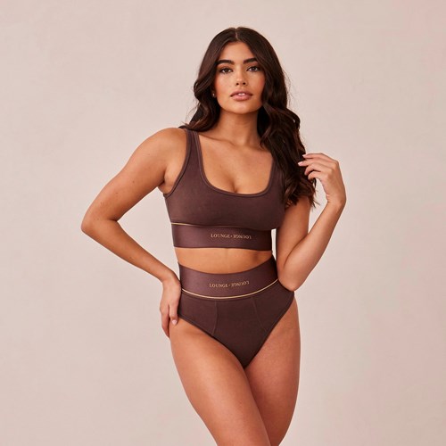 Lounge Underwear Loungerie Bralette & Briefs Set Suklaa | 130425RAW