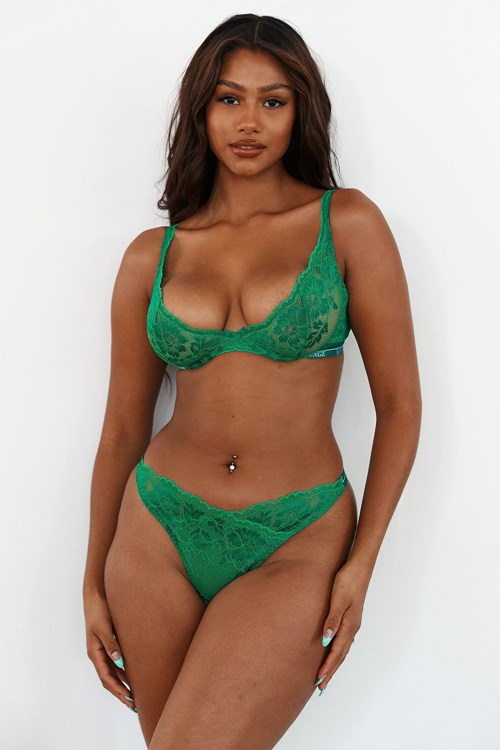 Lounge Underwear Luxe Balcony Bra & Ranne/Briefs Set Emerald | 619570QUS