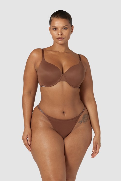 Lounge Underwear Smooth Classic T-shirt Bra & Ranne/Briefs Set Chestnut | 103682HWX