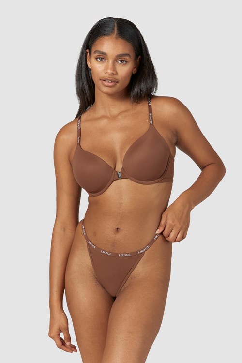 Lounge Underwear Smooth Front Kiinnitys T-shirt Bra & Ranne/Briefs Set Chestnut | 815627ODM