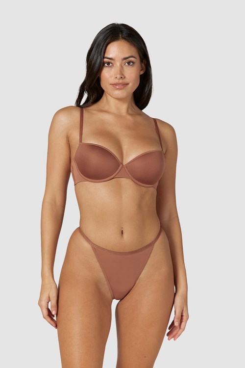 Lounge Underwear Your Everyday T-shirt Bra & Ranne/Briefs Set Mocha | 346729EJO